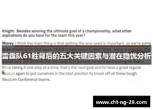 雷霆队61胜背后的五大关键因素与潜在隐忧分析
